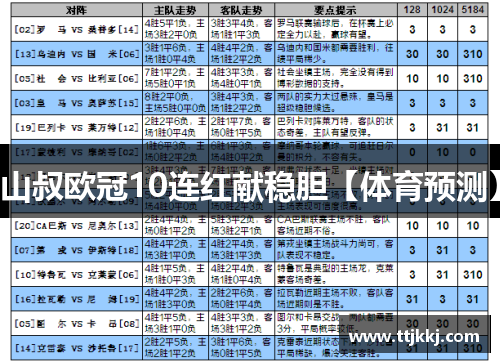 山叔欧冠10连红献稳胆【体育预测】